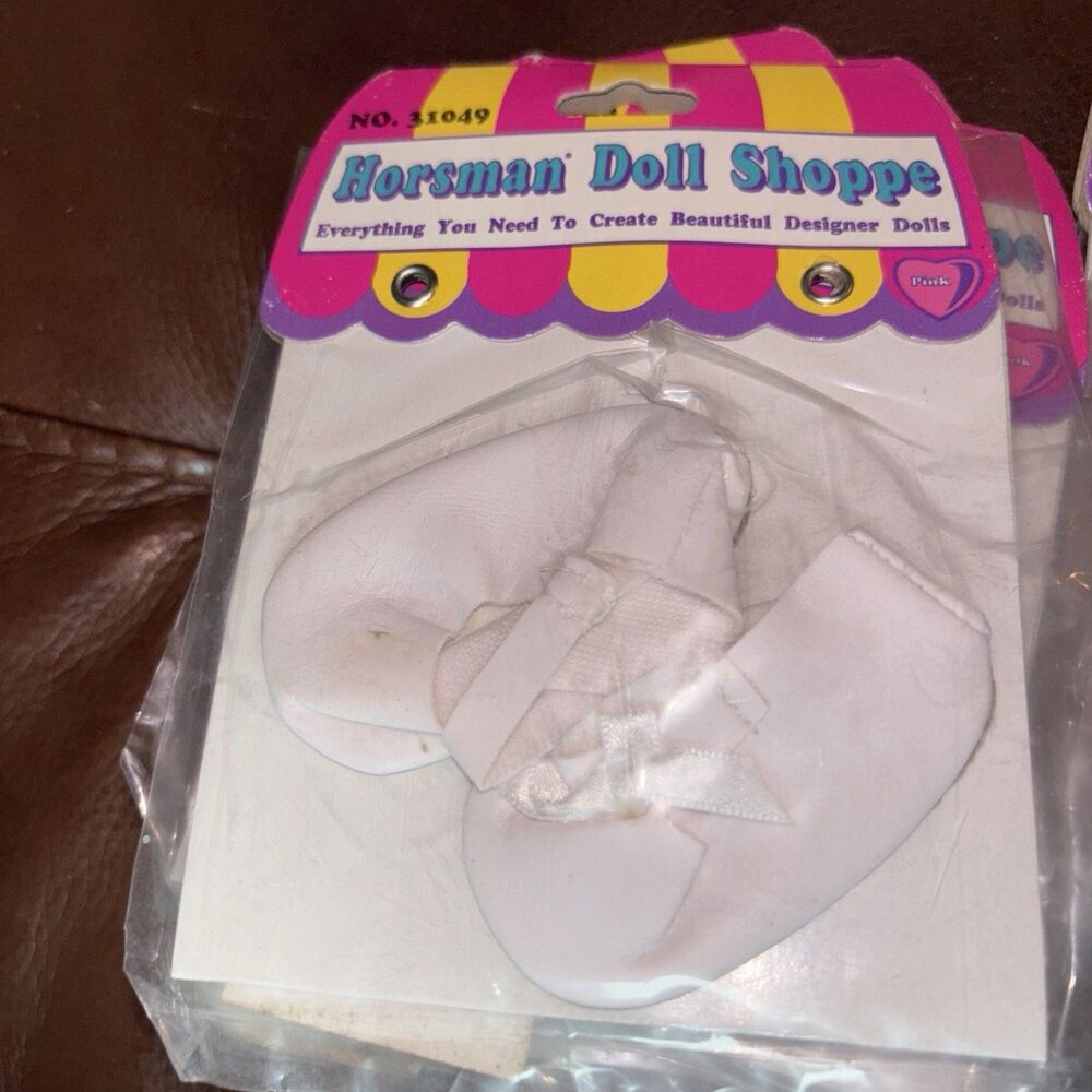 Horsman Doll Shoppe Shoes for 16"-18" Dolls Mary Jane Style White 31049 NOS 1993